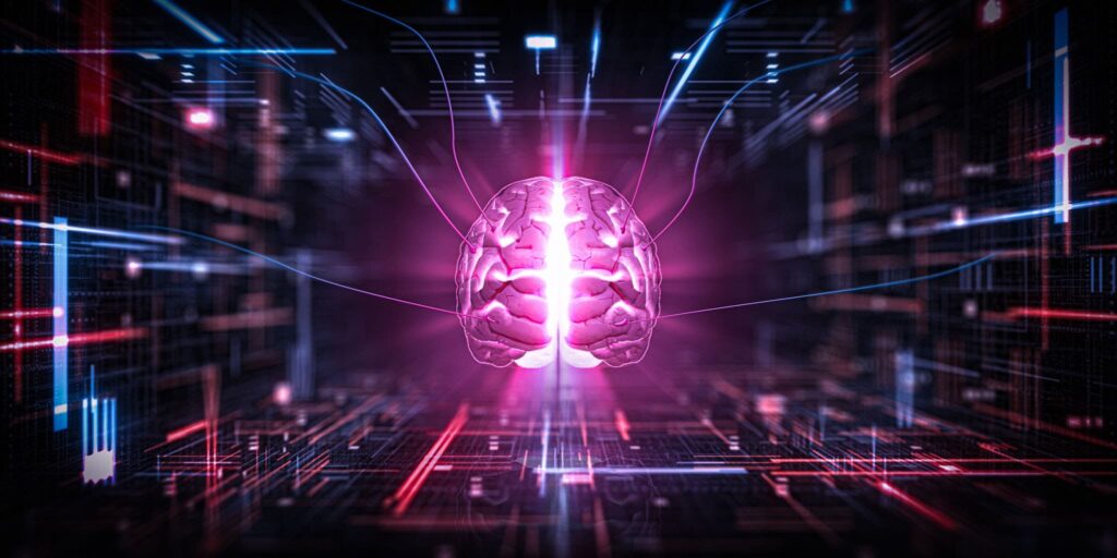 Conceptual visualization of a digital AI neural network